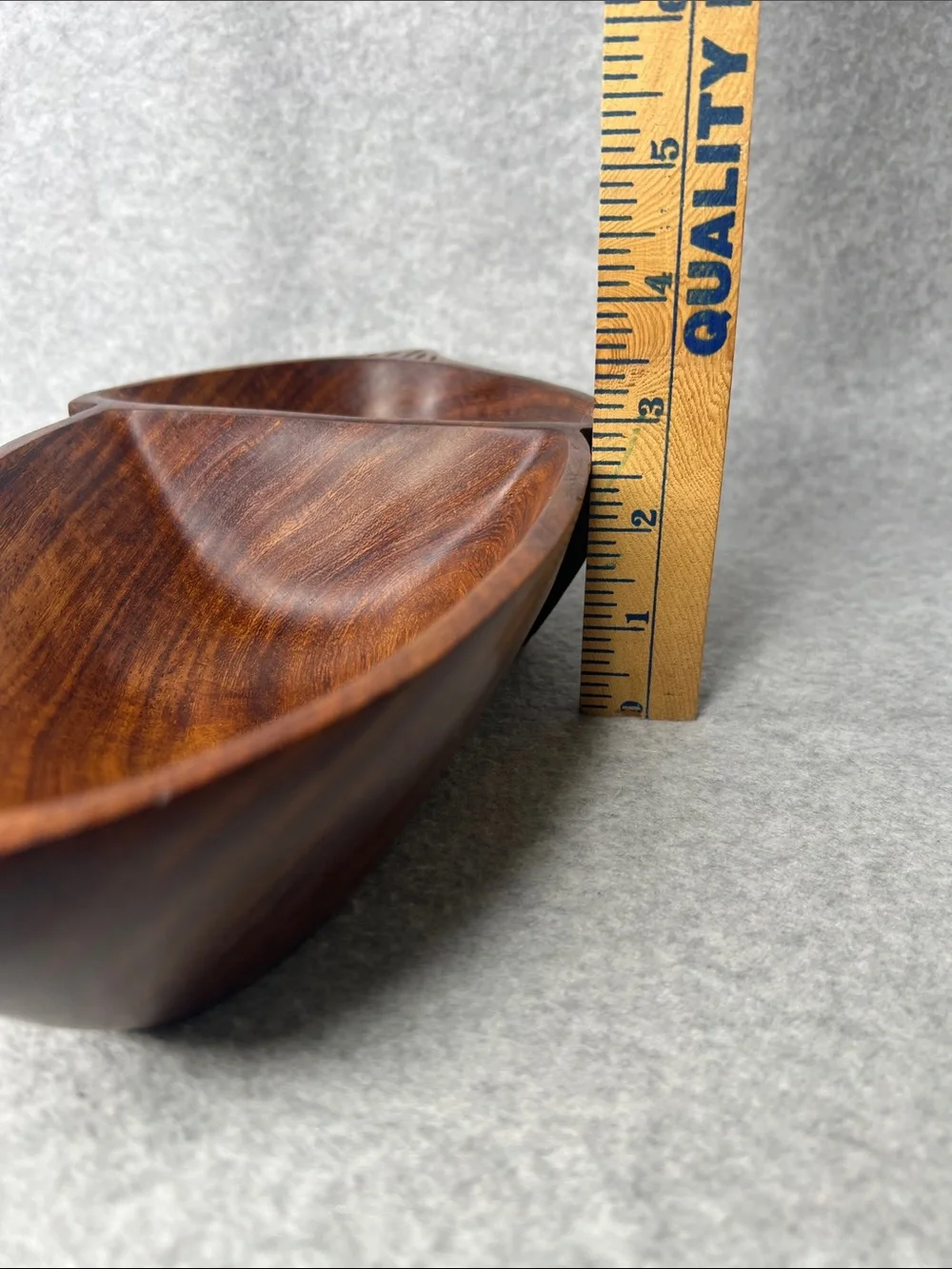 Crate&Barrel Vintage MCM Brown Acorn Wood Divided Serving Dish 12